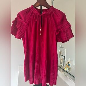 Chicos Chic Fuchsia Ruffle Sleeve Blouse USM Chicos Size 1